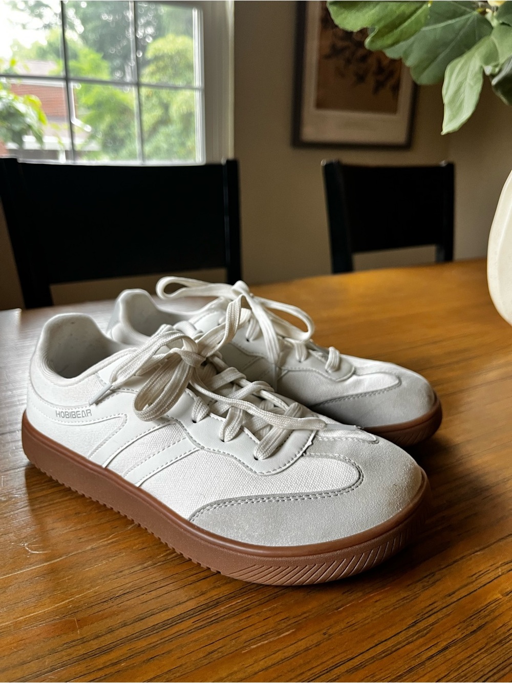 HOBIBEAR White Canvas & Suede Gum Sole Barefoot Sneakers Size EU 39 US W 8–8.5**